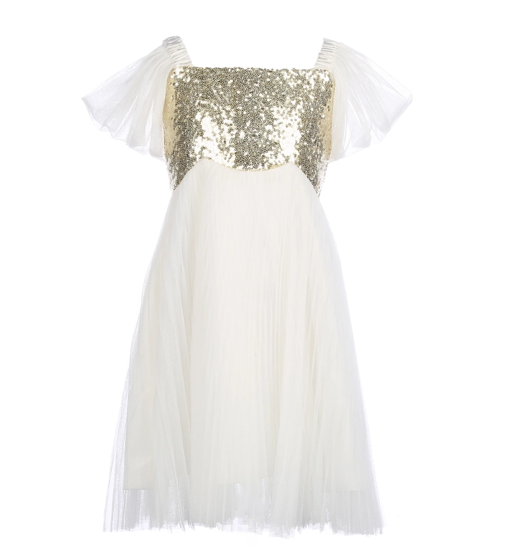 Ivory Tulle Sequin Tulle Flower Girl Dress