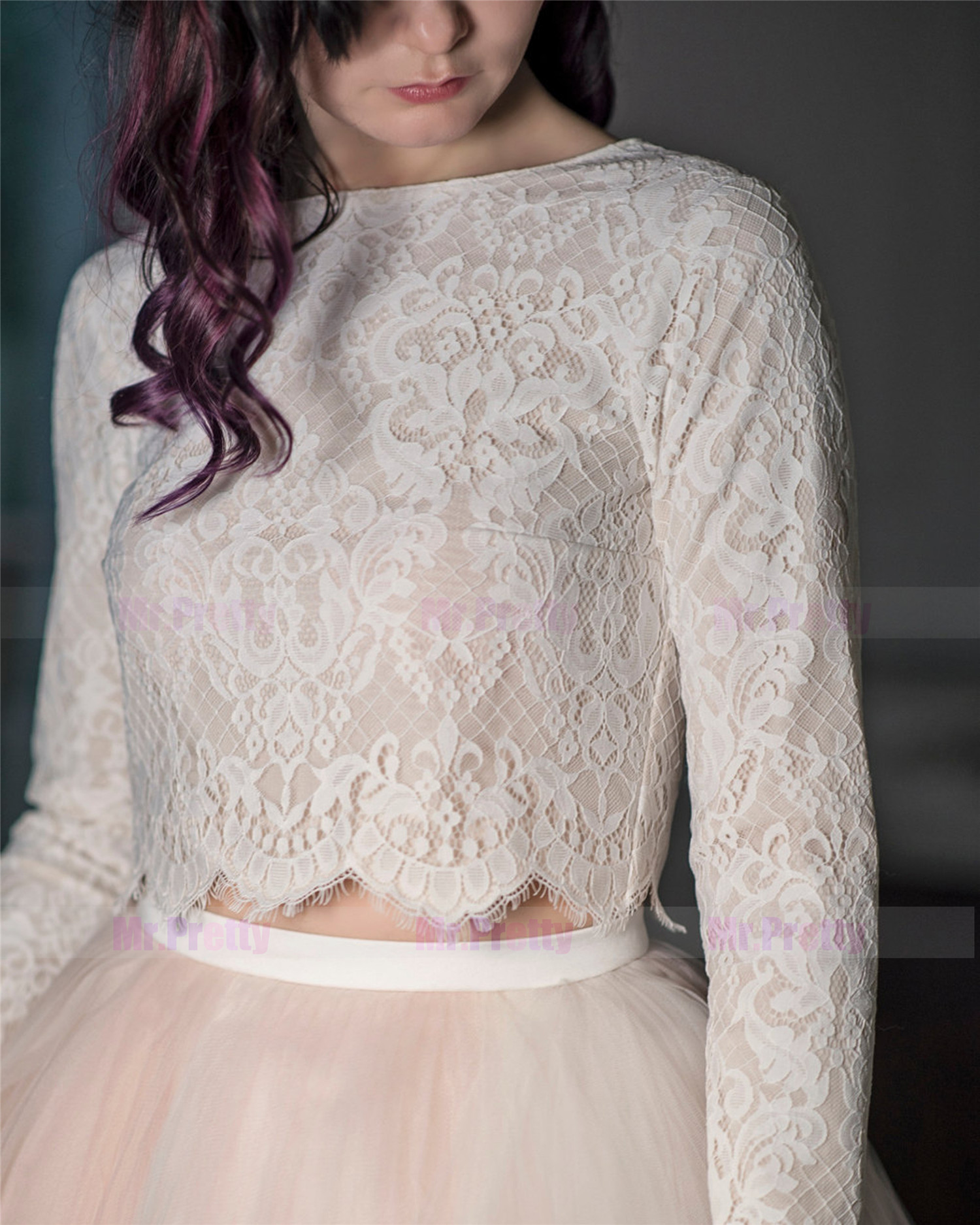 lace long sleeve wedding top