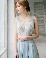 Light Grey Lace Beads Bridal Top 2 Pieces Wedding Top