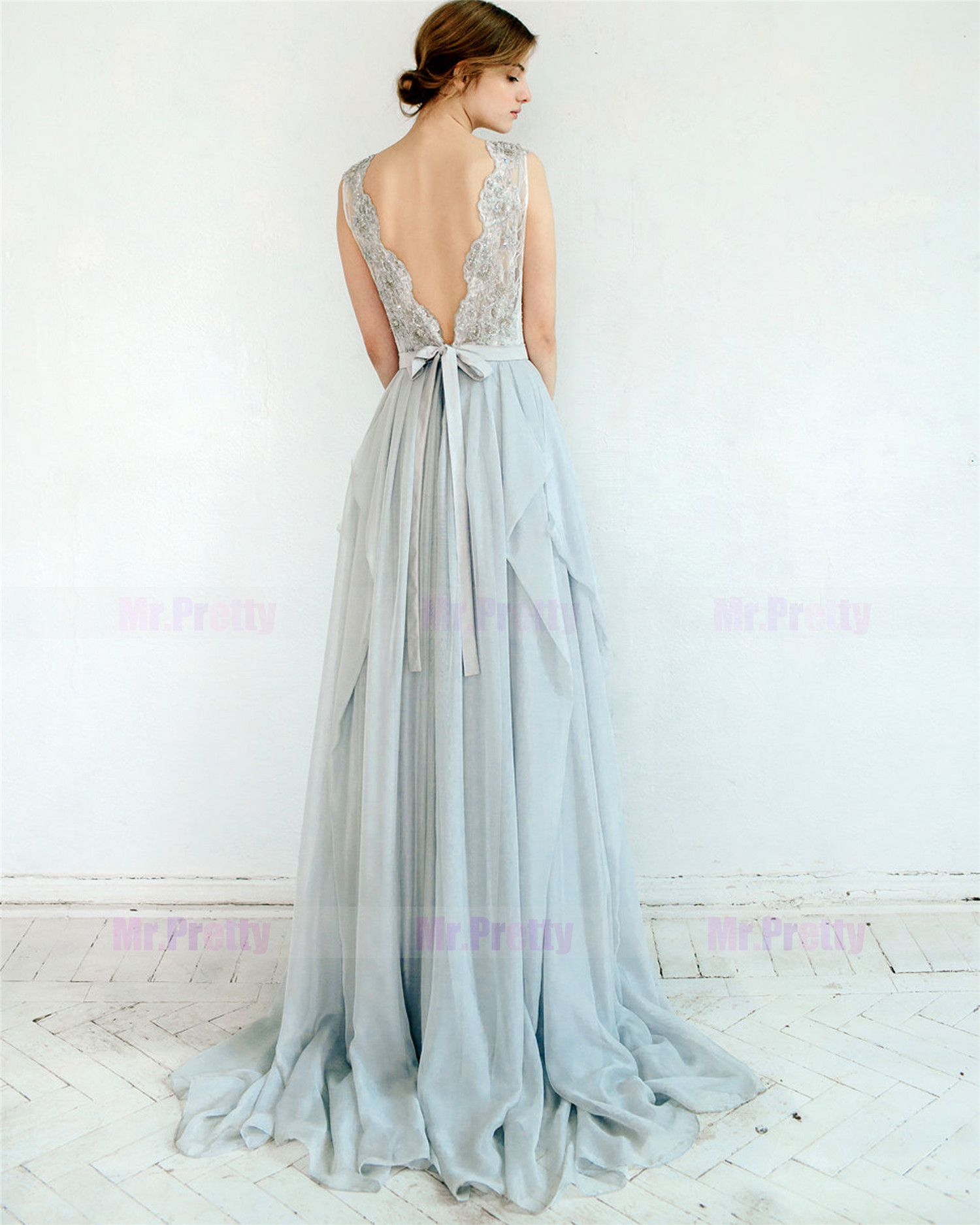 Grey Blue Bridal Skirt Wedding Skirt 2 Pieces Bridal Gown