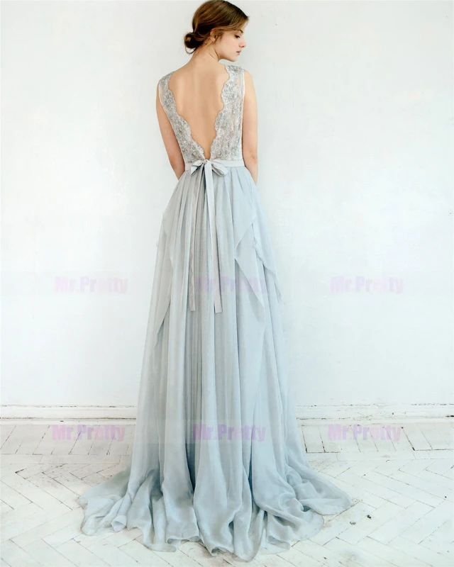 Grey Blue Bridal Skirt Wedding Skirt 2 Pieces Bridal Gown