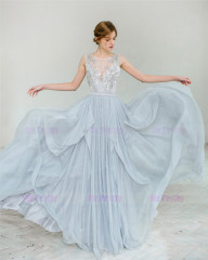 Grey Blue Bridal Skirt Wedding Skirt 2 Pieces Bridal Gown