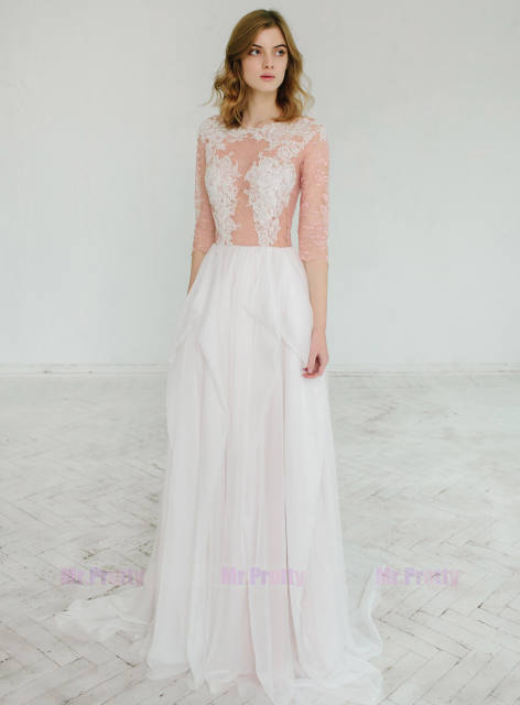 Ivory Lace Rose Red Tulle Wedding Top