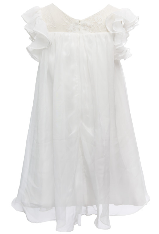 Ivory Lace Chiffon Girls Wedding Party Dress