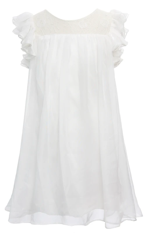Ivory Lace Chiffon Girls Wedding Party Dress