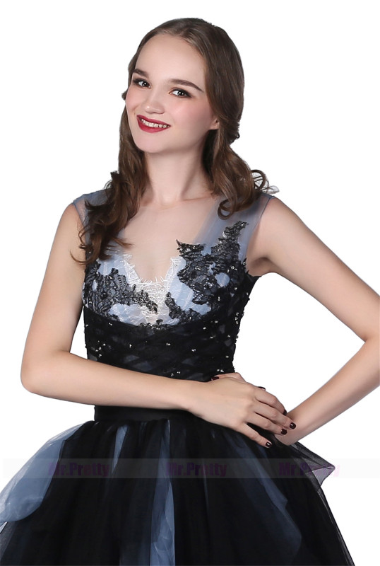 Black Navy Lace Tulle  2 Pieces Corset Wedding Top