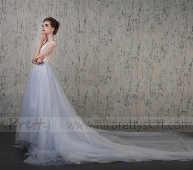 Light Grey Tulle Wedding Skirt Bridal Skirt