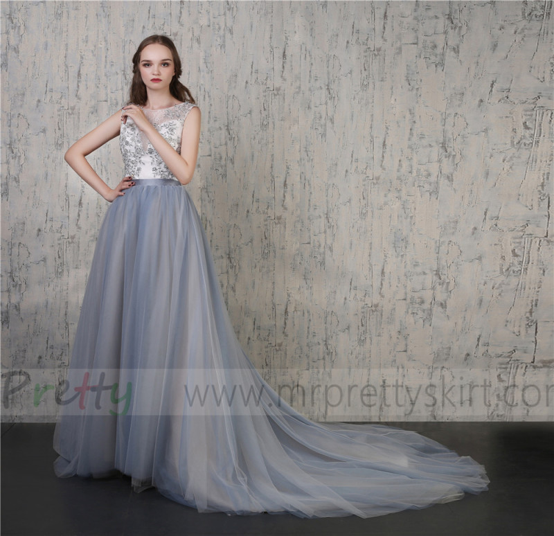 2 Colors Grey Tulle  Wedding Skirt Bridal Skirt