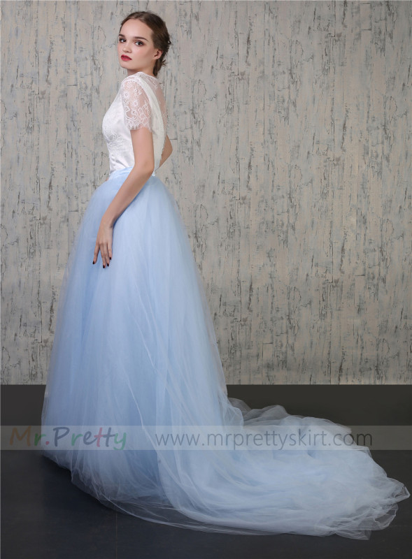 Light Blue Tulle Wedding Skirt Bridal Skirt