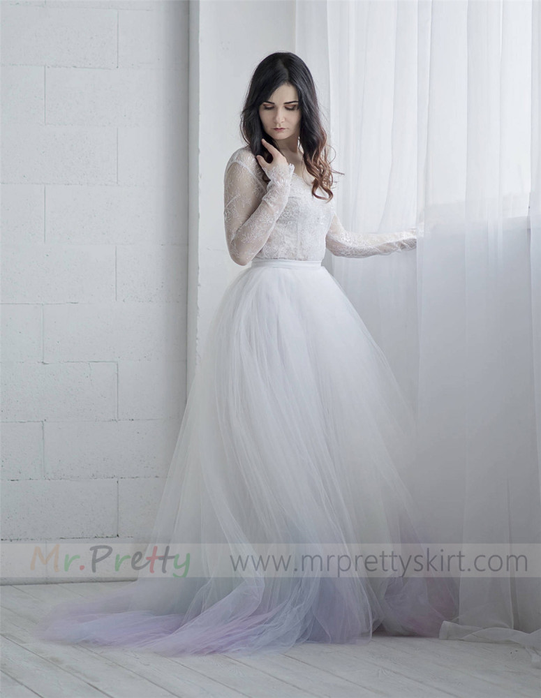 Dyed Tulle Full Length Wedding Skirt Party Skirt