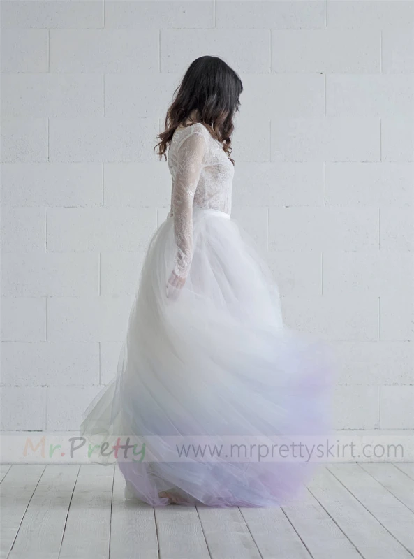 Dyed Tulle Full Length Wedding Skirt Party Skirt