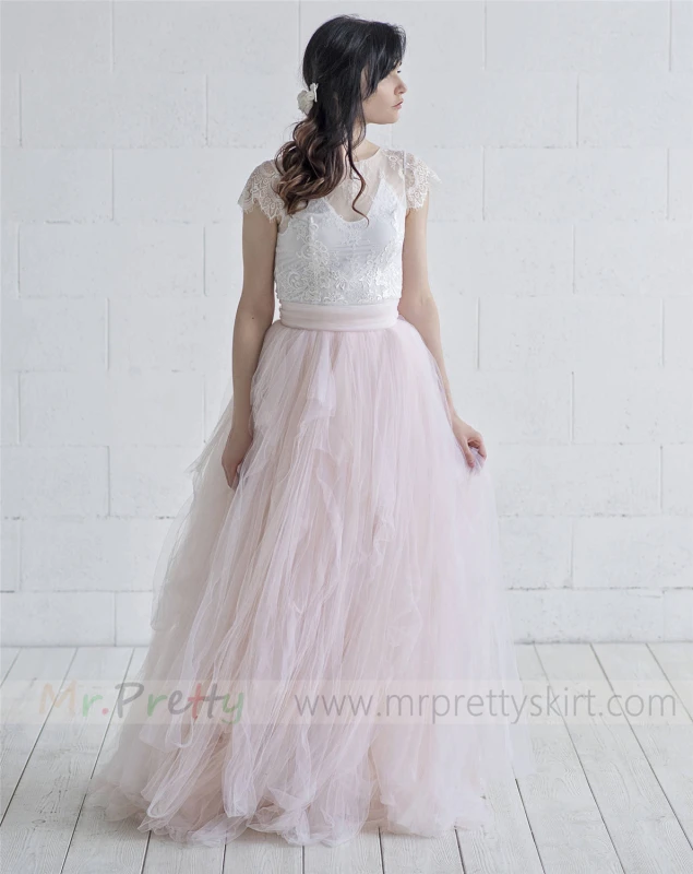 Blush Tulle Full Length Wedding Skirt Party Skirt