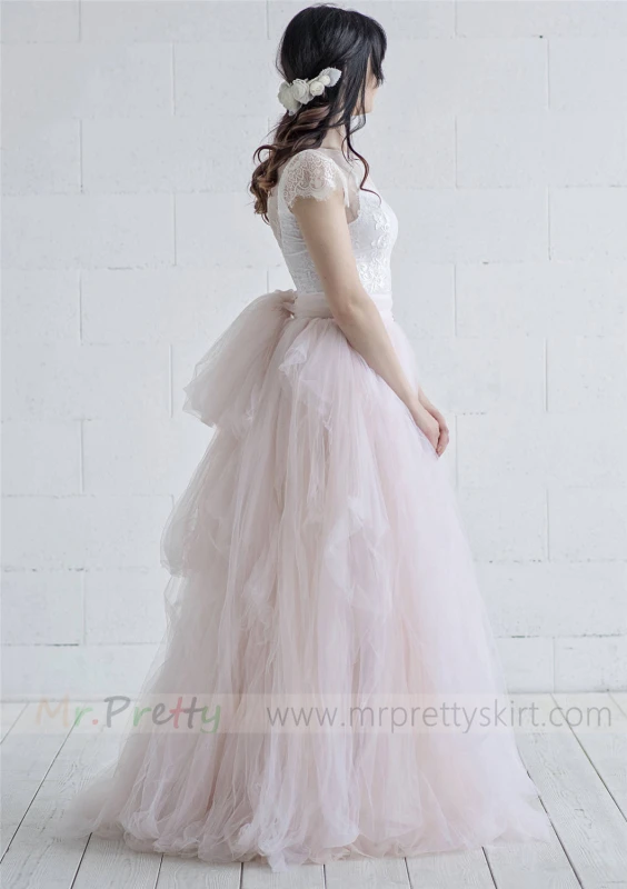 Blush Tulle Full Length Wedding Skirt Party Skirt