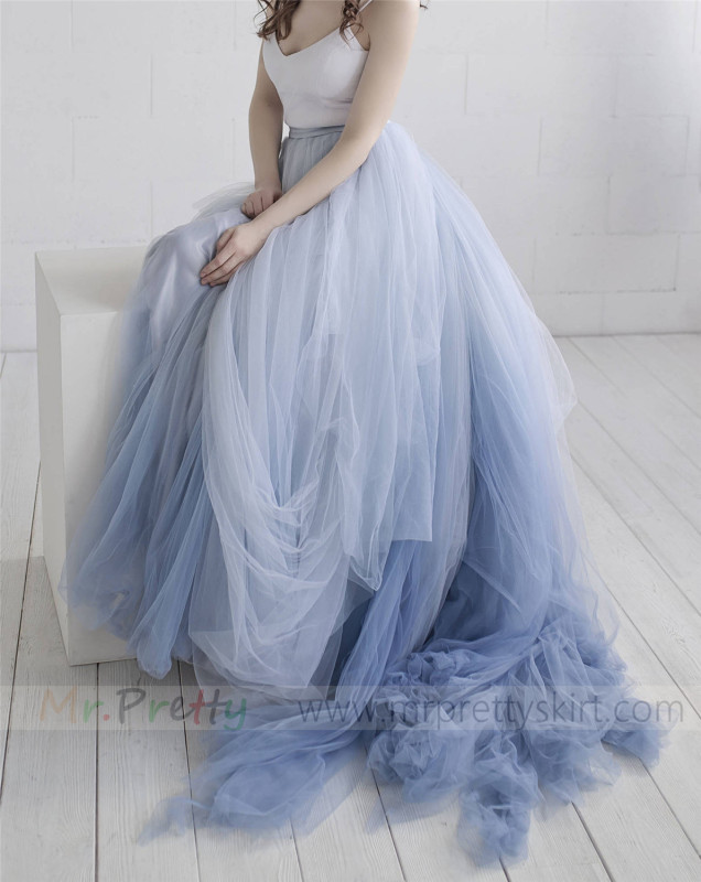 Short Train Tulle Wedding Skirt Party Skirt 2 Piece Party Dress