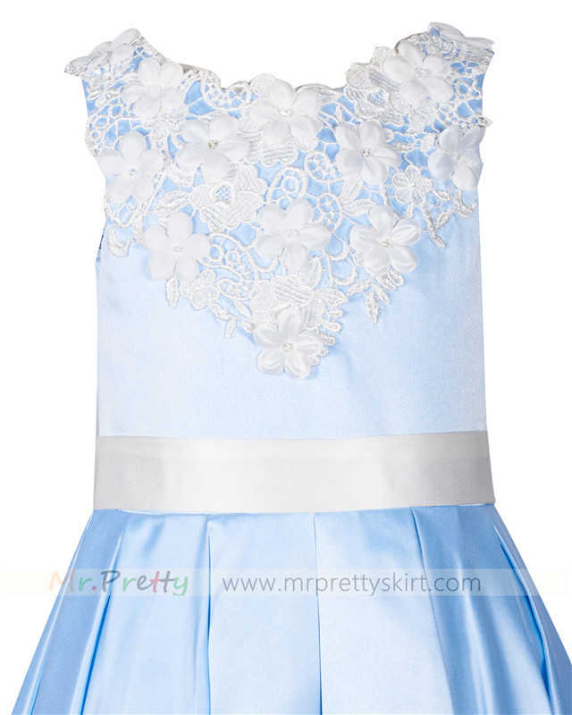 Light Blue Lace Flower Girl Dress Holiday Dress