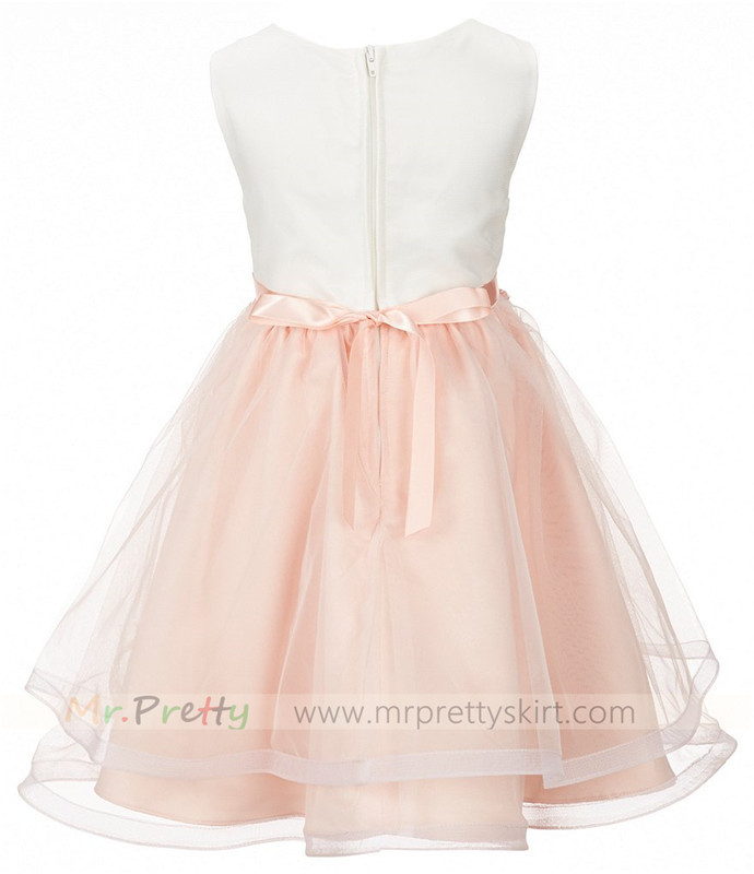 Peach Organza Flower Girl Dress Holiday Dress