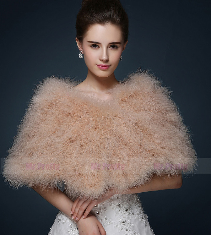 Champagne Fur Wedding Top  Hairy Shawl