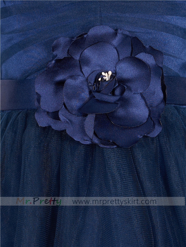 Navy Blue Tulle Flower Girl Dress