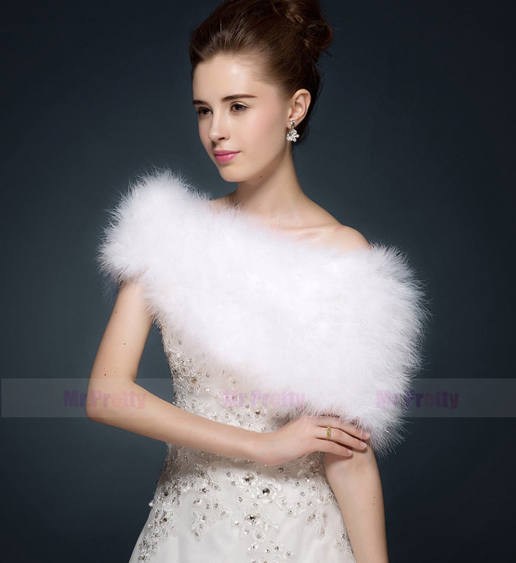 Ivory Fur Wedding Top  Hairy Shawl