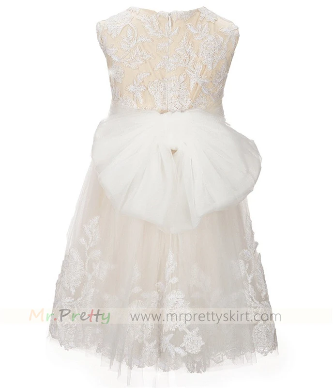 Champagne Lace Tulle Flower Girl Dress