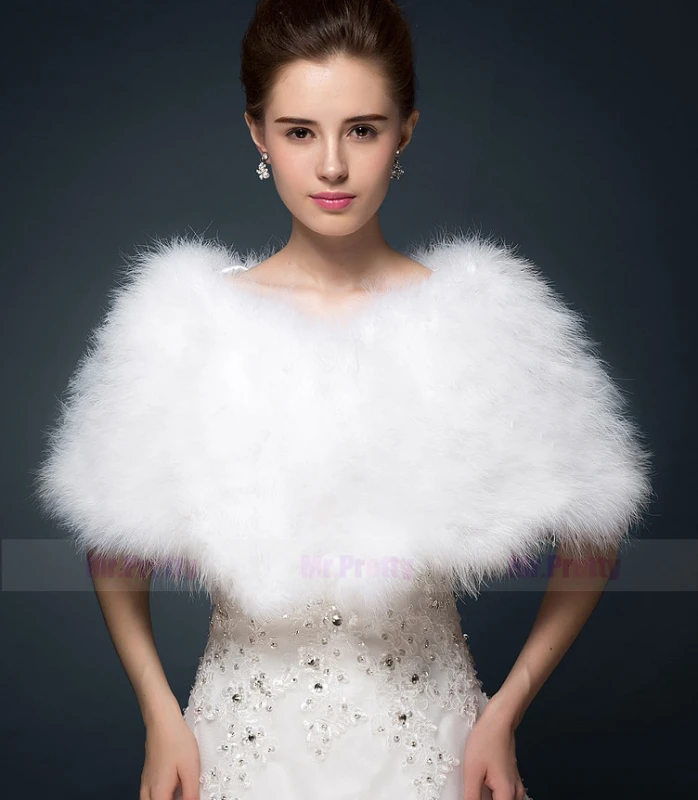 Ivory Fur Wedding Top  Hairy Shawl