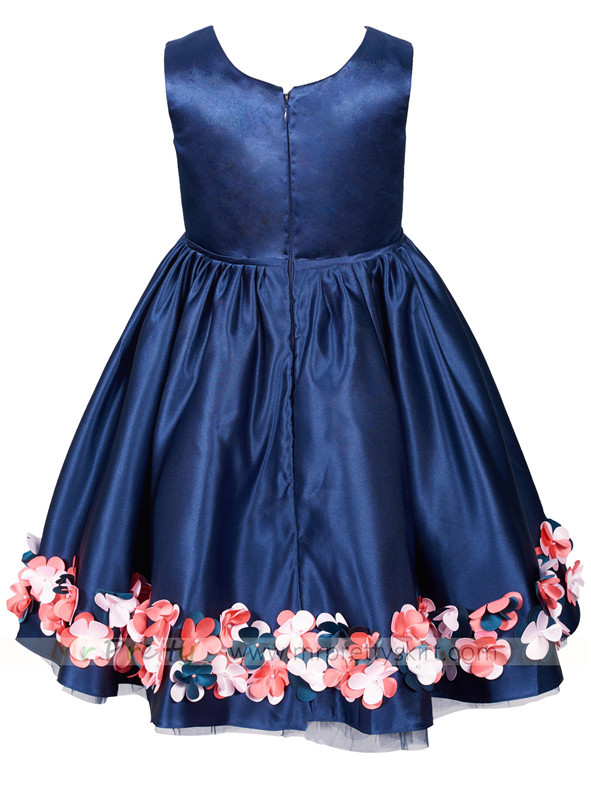 Navy Blue Satin Christmas Dress Holiday Dress