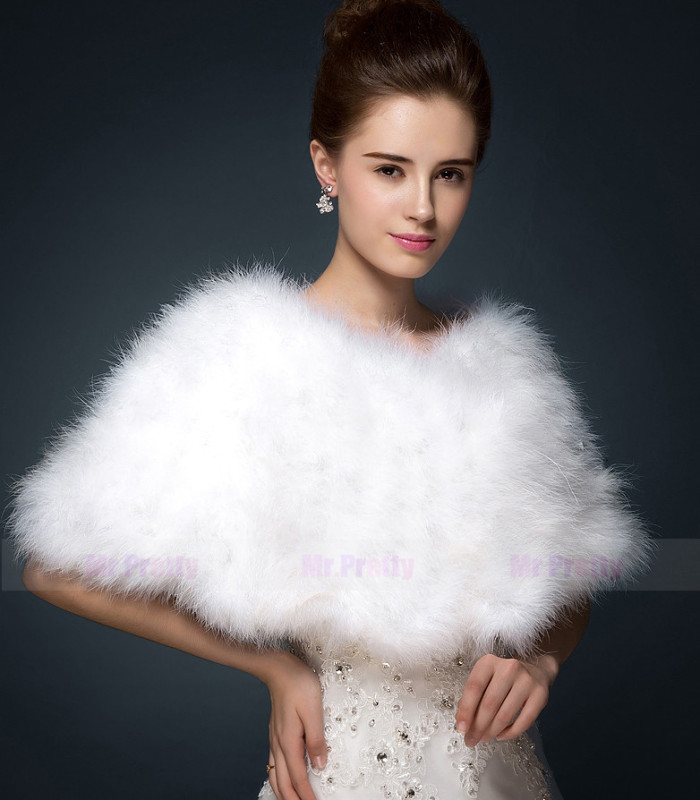 Ivory Fur Wedding Top  Hairy Shawl