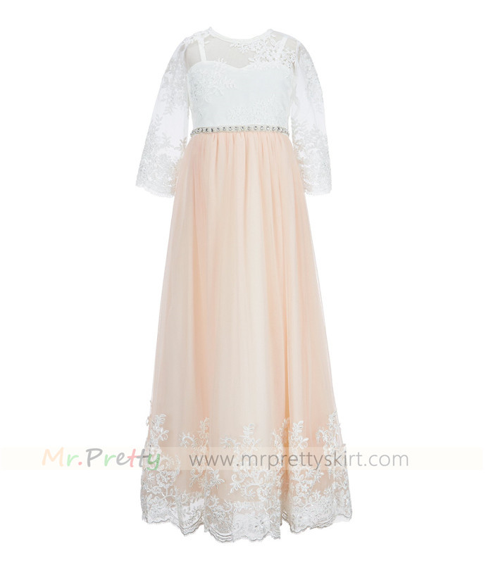 Long Sleeve Lace Junior Bridesmaid Dress