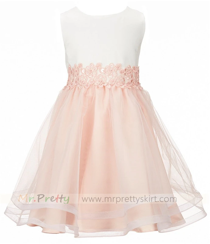 Peach Organza Flower Girl Dress Holiday Dress