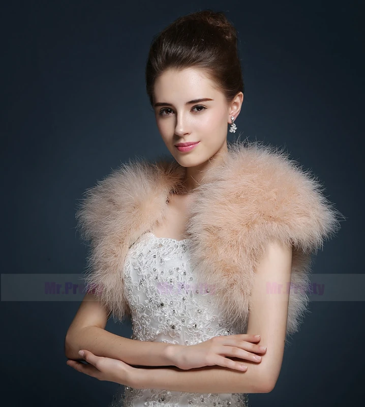 Cap Sleeve Iovry Champagne Fur Wedding Top Hairy Shawl