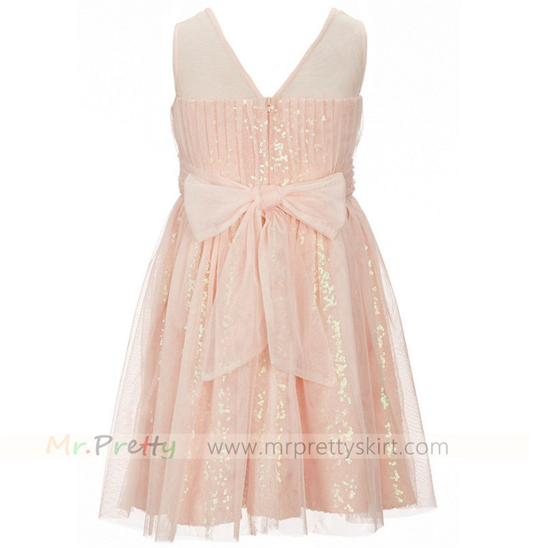 Blush Sequin Tulle Flower Girls Dress