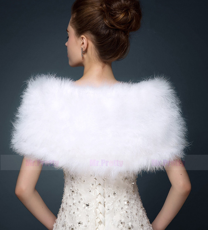 Ivory Fur Wedding Top  Hairy Shawl