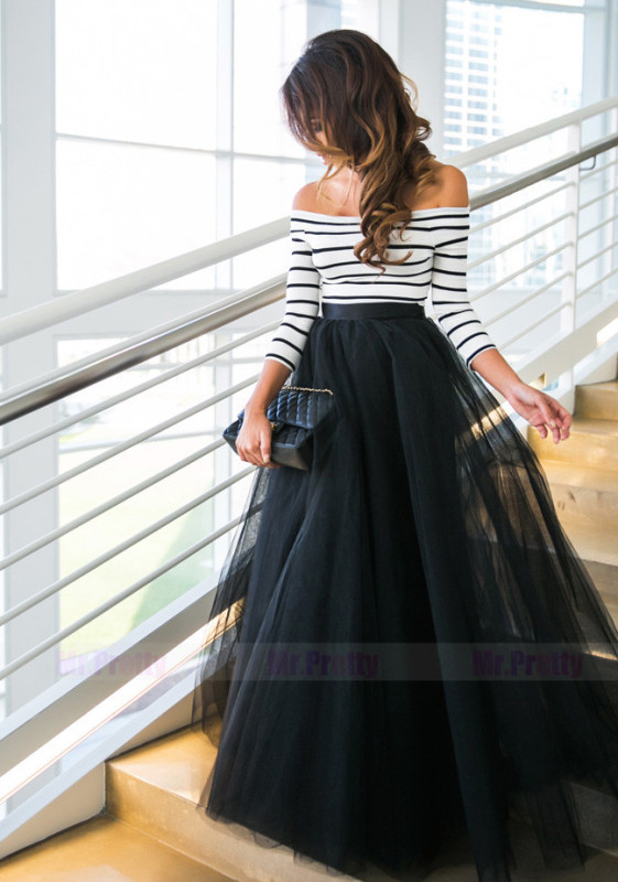 Black Tulle  Full Length Wedding Skirt Party Skirt