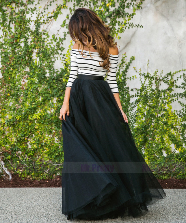 Black Tulle  Full Length Wedding Skirt Party Skirt
