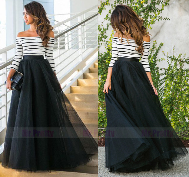 Black Tulle  Full Length Wedding Skirt Party Skirt