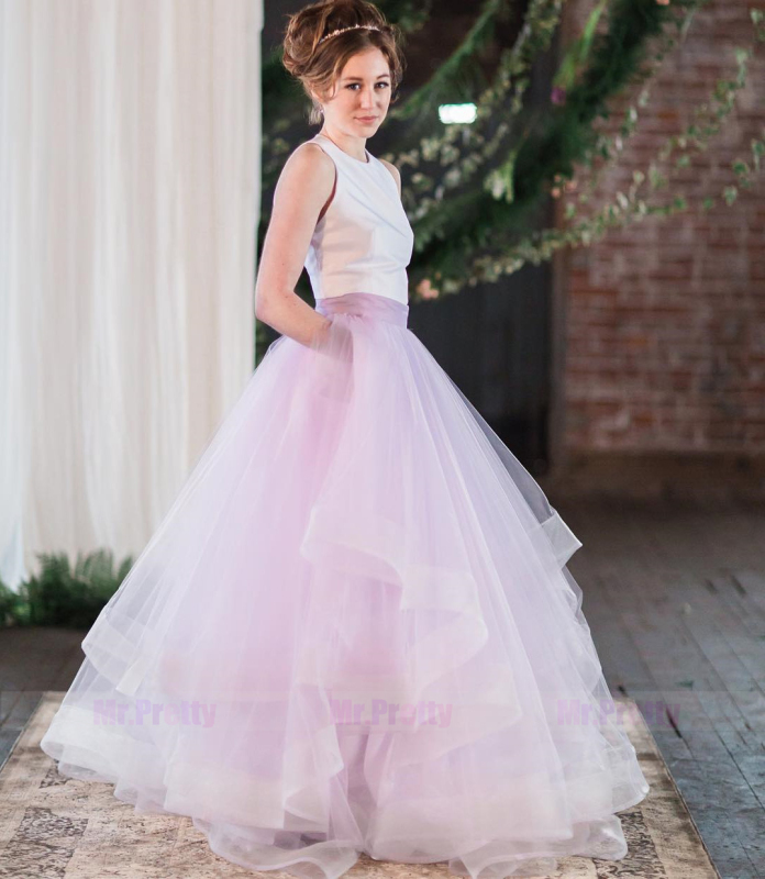 Lavender Champagne Tulle Full Length Wedding Skirt Party Skirt