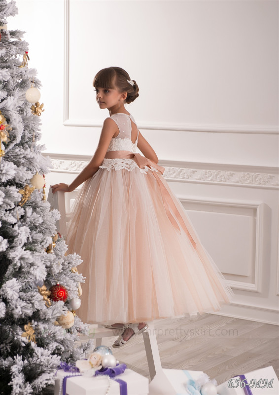 Champagne Flower Girl Dress  Pageant Dress