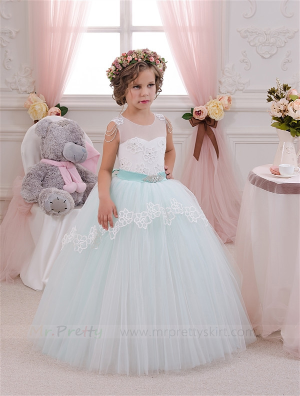 Mint Tulle Flower Girl Dress Pageant Dress