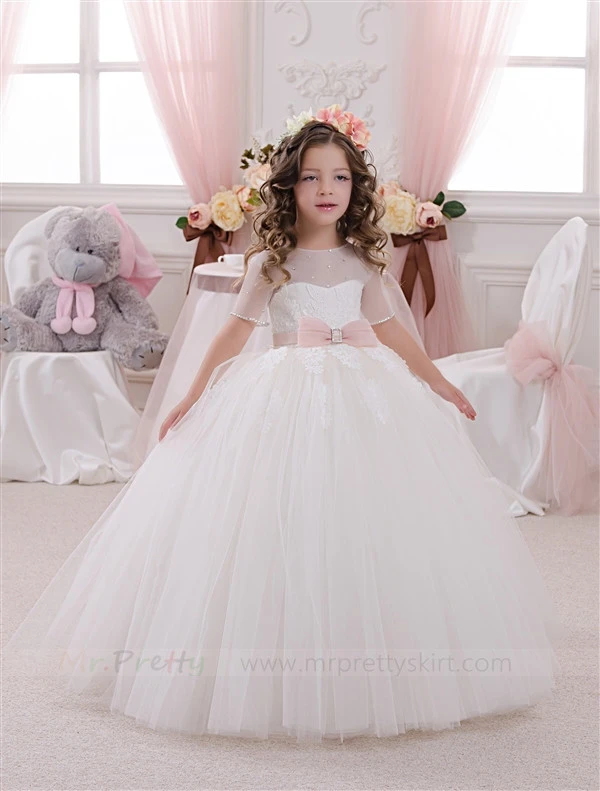 Ivory Lace Tulle Flower Girl Dress Pageant Dress