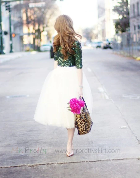 Ivory Knee Tulle Wedding Skirt  and Top