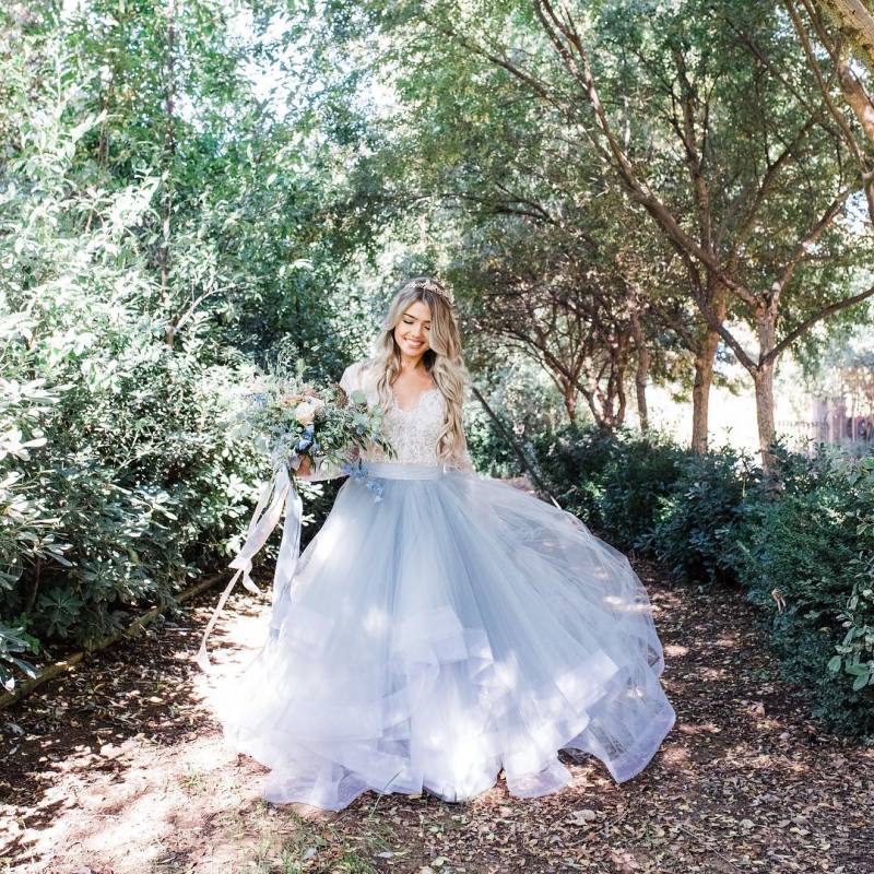 Grey Short Train Wedding Skirt Bridal Skirt