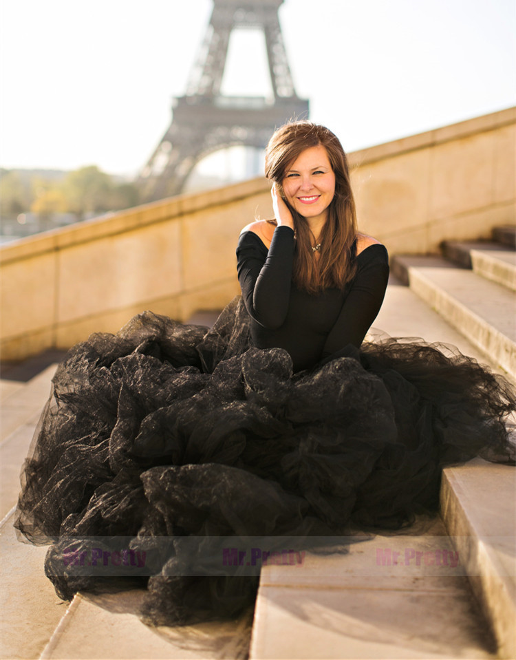 Black Full Legnth Tulle Bridal Skirt
