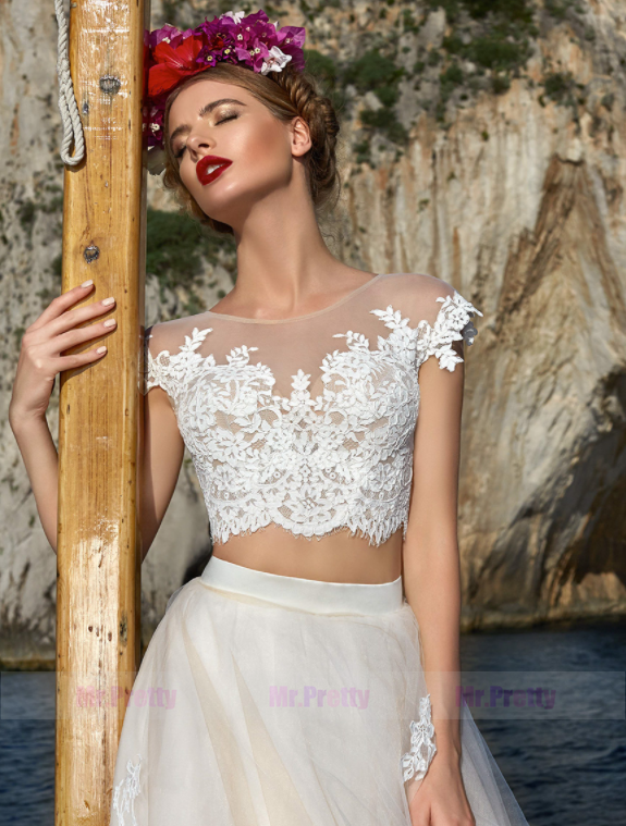 Ivory lace Tulle 2 Pieces Bridal Skirt Wedding Gown