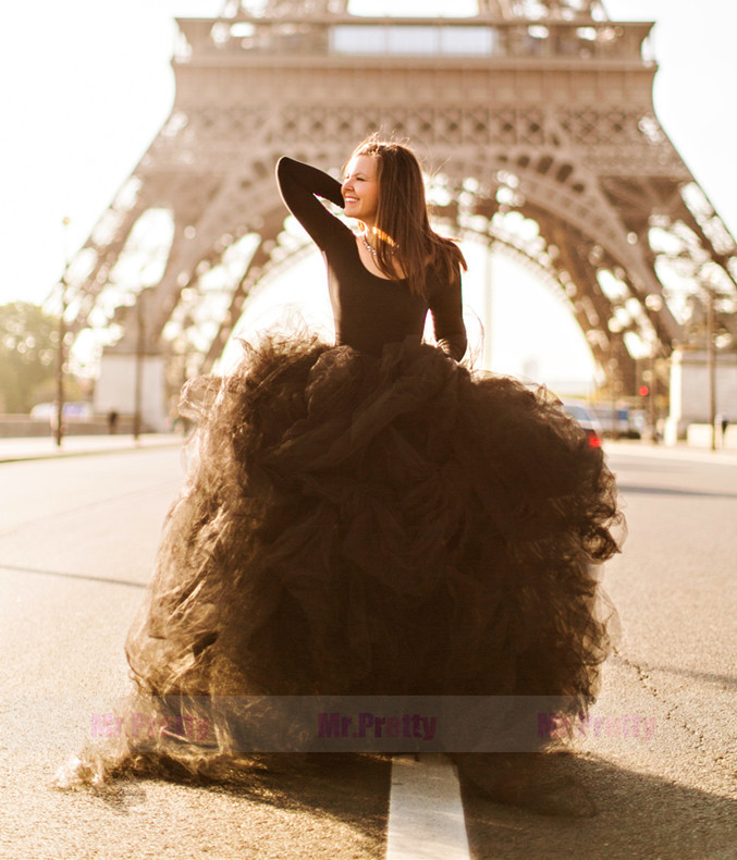 Black Full Legnth Tulle Bridal Skirt