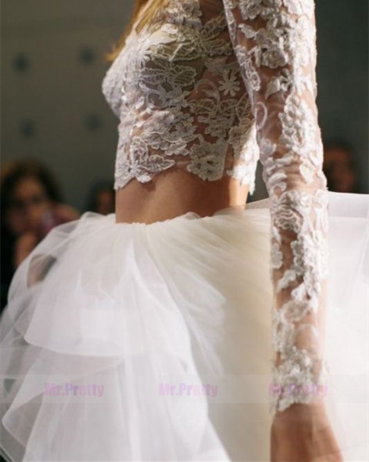 Ivory Tulle Lace Short Train Bridal Skirt Wedding Gown