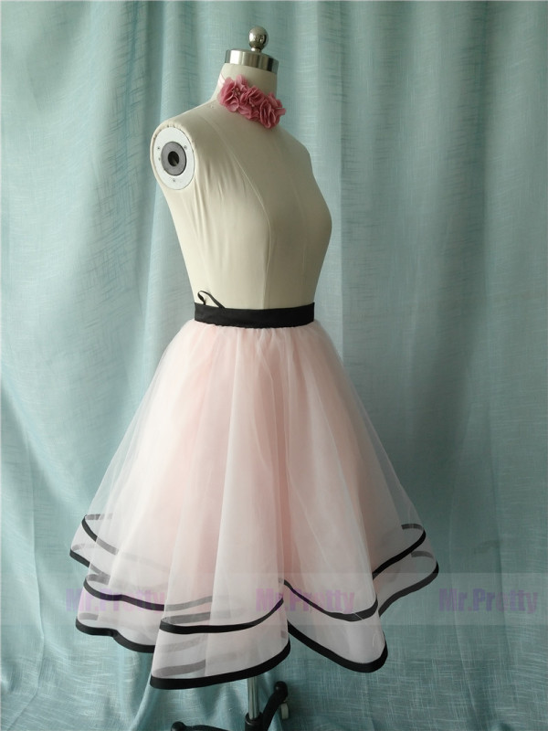 Light Pink/Black Tutu Skirt Party Skirt Short Skirt