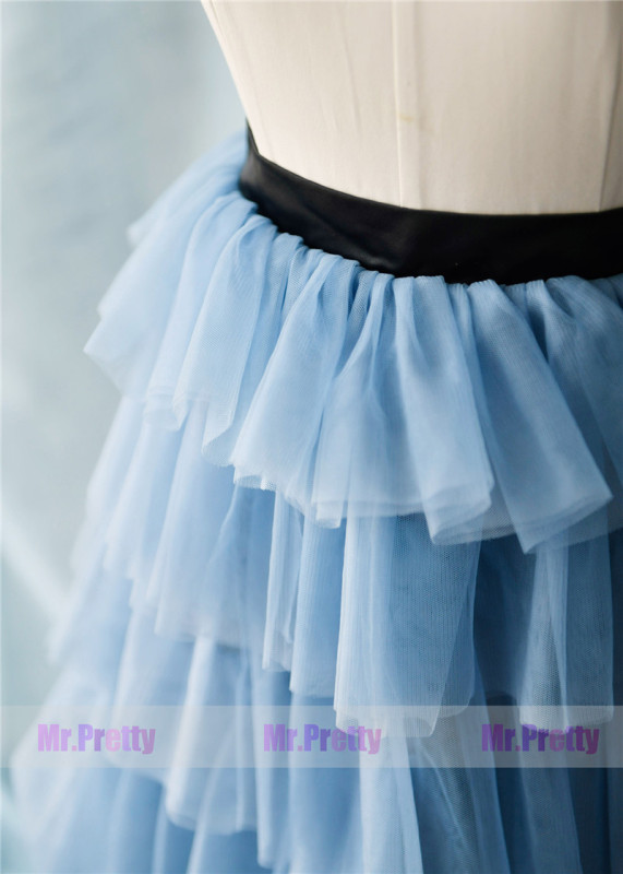 Dusty Blue High Low Tulle Skirt Party Bridesmaid Skirts