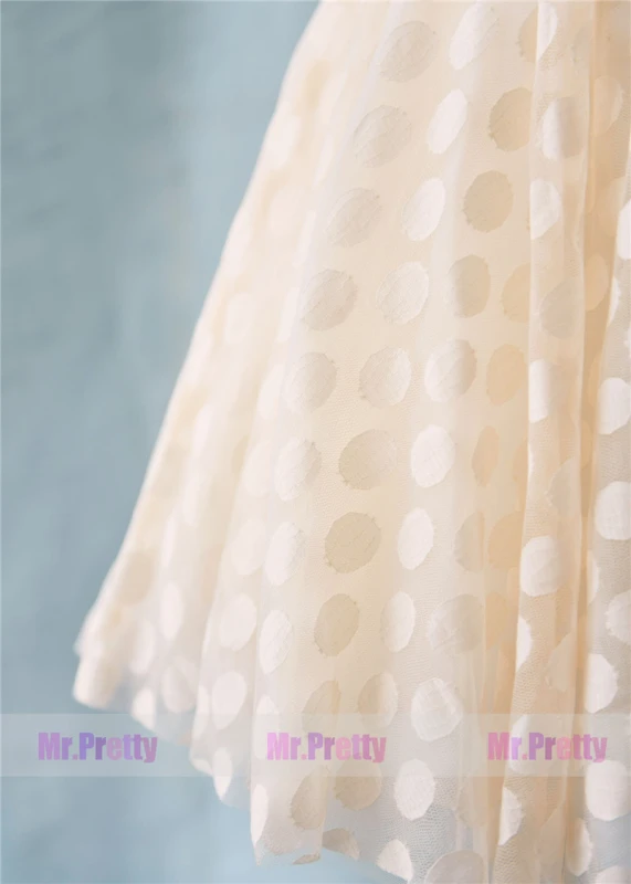 Light Champagne Short Polka Dots Tulle Skirt Party Skirt/Kids Skirt