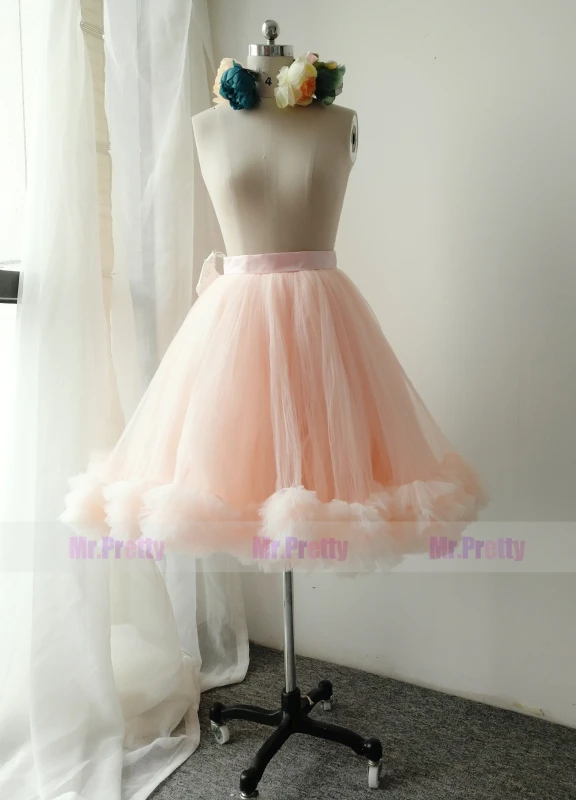 Blush Pink/Kid Short Tulle Skirt Party Bridesmaid Skirts