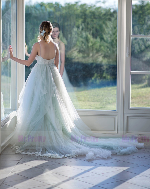 Mint Lace Tulle  Wedding Dress Bridal Skirt